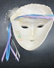 Vtg Clay Art Ceramic Face Wall Mask Theatre Snowflake Flapper    88 Female 8    Usa