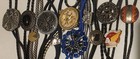 Vintage Lot Of  12 Metal Bolo Ties  Guitars  Square Dancing  Honda Gold Wing