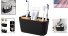 Toothbrush Holder Bathroom Organizer Bamboo 5 Slot Countertop Storage