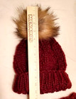 Hand Made  Burgundy  Matching Hat With Pom And Infinity Scarf - Adult