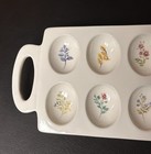 Tag Earthware Deviled Egg 12 Egg Tray Flower Detail   Botanical W  Handles