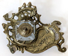 Vintage Andrea By Sadek Inkwell Ornate Solid Brass Art Nouveau Victorian Footed