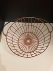 Vintage Orange Red Rubber Coated Metal Wire Footed Egg Basket Primitive A