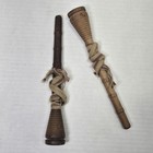 Lot Of 2  Vintage Wooden Industrial Textile Bobbins Quill Spools 8 