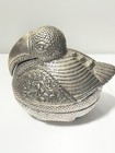 Vtg Cambodian Silver Metal Repousse Hornbill Bird Betel Box