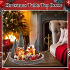 13 Pcs Christmas Village Decoration With Spinning Train Round Wood Tray House   