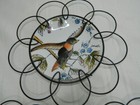 Vtg Porcelain Bird Plates Hand Painted With Wire Frames Wall Decor Japan 7    9 