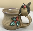 Steve Vasiliou Pottery Sculpture  Birds   Berries Mug  Handmade Rare  2002