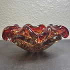 Red And Gold Sommerso Bullicante Vide Poche Seguso murano Glass Wow 