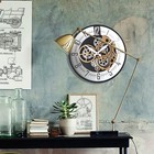 Moving Gears Wall Clock  16 Inch Vintage Gold Mantel Clock Industrial Steampu   