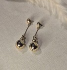  Vintage Earrings Gold-tone Beads On Post Studs W  Dangle Chain Used Jewelry