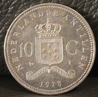 Netherlands Antilles 1978 10 Gulden Silver Coin - Bu toned In Mint Case