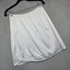 Vintage Vassarette Slip Skirt Womens L White Satin Lace Trim Slit Short Lingerie
