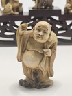 Antique Asian Oriental Figurines Hand Made Wood Carving Set