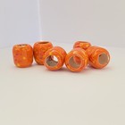 Vintage Macrame Ceramic Beads Orange Swirl Round Beads Lot Of 6