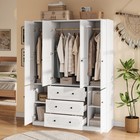 4 Doors Wooden Wardrobe Closet Armoire  Storage Cabinet  Freestanding Armoire