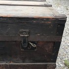 Antique Steamer Trunk Wood Pirate Treasure Chest
