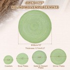 4 Pcs Round Woven Placemats  15  Braided Placemat  Green