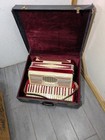 Vintage Lockini Red Bakelite Piano Accordion In Case - Italy Rare