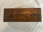 Antique Glove Box Flemish Art Pyrography Etched Burnt Wood Rose Trellis Design