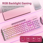 Wireless Gaming Keyboard And Mouse Combo  Rgb Backlit Rechargeable 2000 Pink 