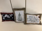 3  - 5      Handmade Primitive Winter Christmas Pillows - Set Of 3 Bowl Fillers