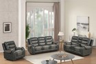 New Two-tone 3pc Leather Gray Sofa Loveseat Chair 5-recliner Living Room Set