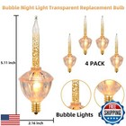 Sotopoo 4 Pack Vintage Christmas Clear Bubble Bulbs Replacement With Golden G