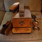 Esquire Wooden Shoe Shine Box Kit W  Brushes   Shoe Polish Tins