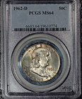 1962-d Franklin Half  Dollar  Pcgs Ms 64  Pretty Light Toning