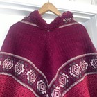 Milmarte Poncho Aztec Navajo Multicolor Wool Hooded Serape Ecuador Ethnic Boho