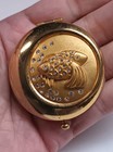 Rare Est  e Lauder Collectible Gold Zodiac Pisces Powder Compact Vintage