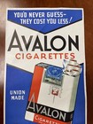   Avalon Cigarettes Store Advertising Window Sign 1939 Vintage Tobacco