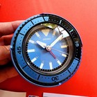 Seiko Divers Watch Desk Clock Qhe207e With Rotating Bezel   Alarm Blue Full Set