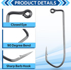 90 Degree Jig Hooks Kit 125pcs Aberdeen Fishing Hooks Long Shank Forged Barbaria