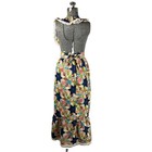 Vtg Patchwork Print Bib Apron Ruffle Tie Back Long Womens Os Cottagecore Prairie