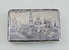 Rare Antique Imperial Russian 84 Silver Niello Snuff Box Architectural 1821-1856