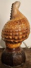 Vintage Mcm Sea Shell   Conch Table Lamp   Night Light Coconut Base Blue Light