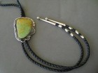 Heavy-gauge Broken Arrow Southwestern Green Turquoise Sterling Silver Bolo Tie