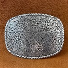 Classic Vintage Western Cowboy Antiqued Silver Floral Belt Buckle 9x6 5cm Mens