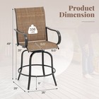 Outdoor Swivel Bar Stool Set Of 4 W breathable Fabric And Heavy Duty Metal Frame