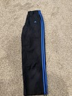 Adidas Men   s M Black blue 3-stripe Track Pants Drawstring Mesh Polyester