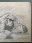 Herb Fichter  1920-1995  Original 1937 Pencil Drawing  soldiers  12 1 2 X 20 Ins