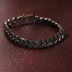 10ct Lab Created Black Diamond 8mm Men Cuban Link Bracelet 14k Black Gold Plated