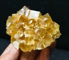 143g Clear Transparent Fluorescent Yellow Cube Calcite Specimen Hunei