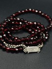 Vintage 800 German Silver Pendant Red Garnet Strand Necklace 30 