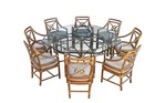 Mcguire Mid Century Modern Octagonal Bamboo Dining Table   8 Target Back Chairs