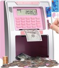 Talking Pink Atm Piggy Bank For Kids - Dual Debit Cards  Auto-opening Drawer  Co