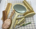 Vintage Eclectic Assortment Of Nine  9  Bakelite Celluloid Vanity Dresser Pieces
