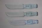 3 Vintage Glass Knives Knife Vitex-glas Fruit Cake Depression Kitchen Cutting